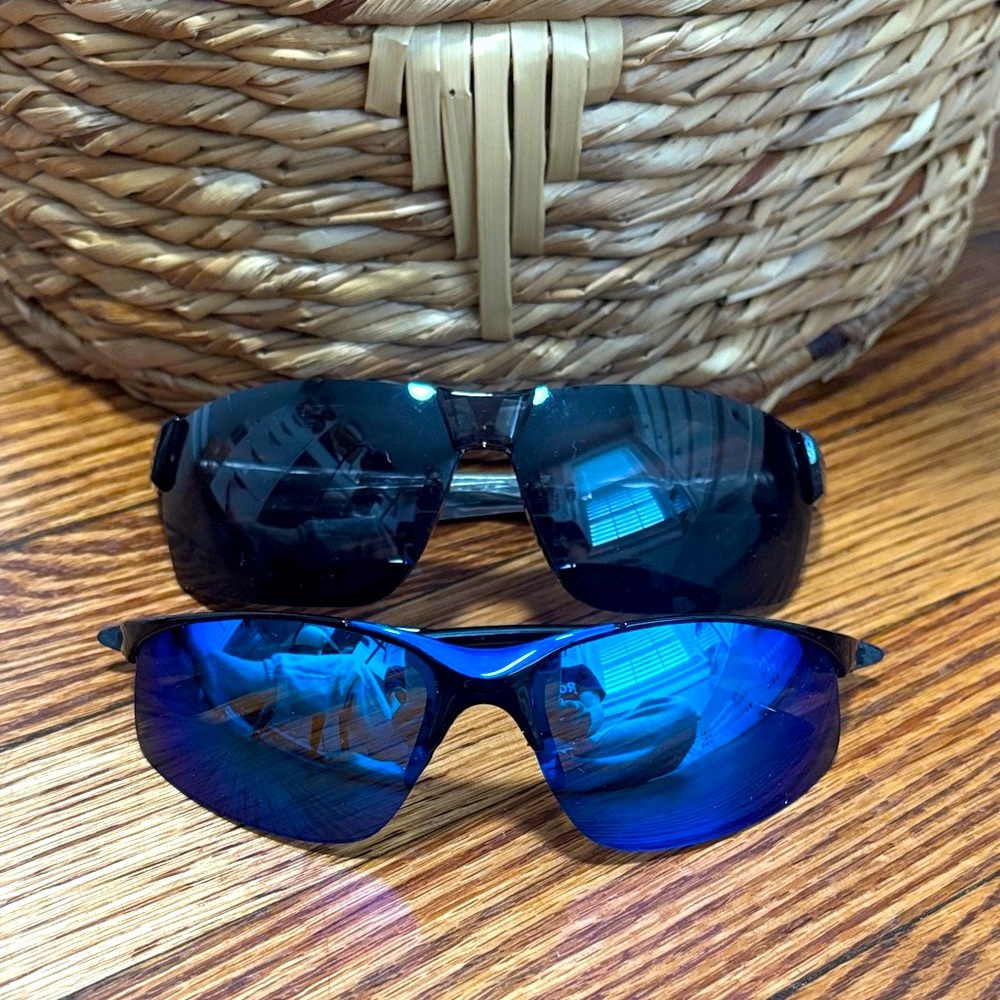 Men's Blue and Black Polarized Sport Sunglasses